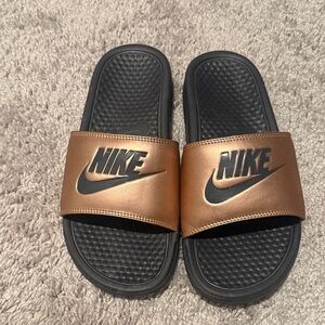 Nike Black and rose gold Slides